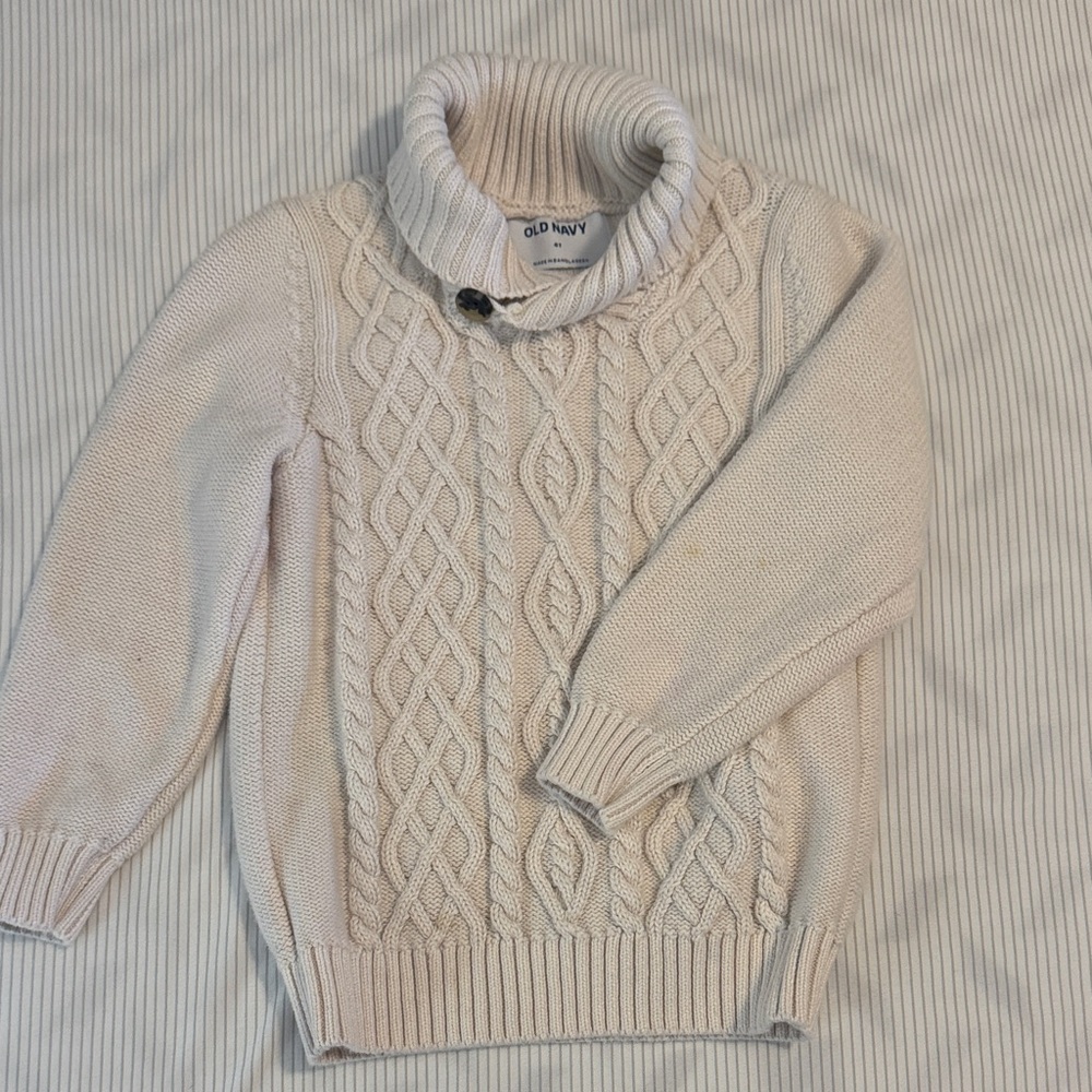Old Navy Light Beige Cable Knit Turtleneck Sweater
